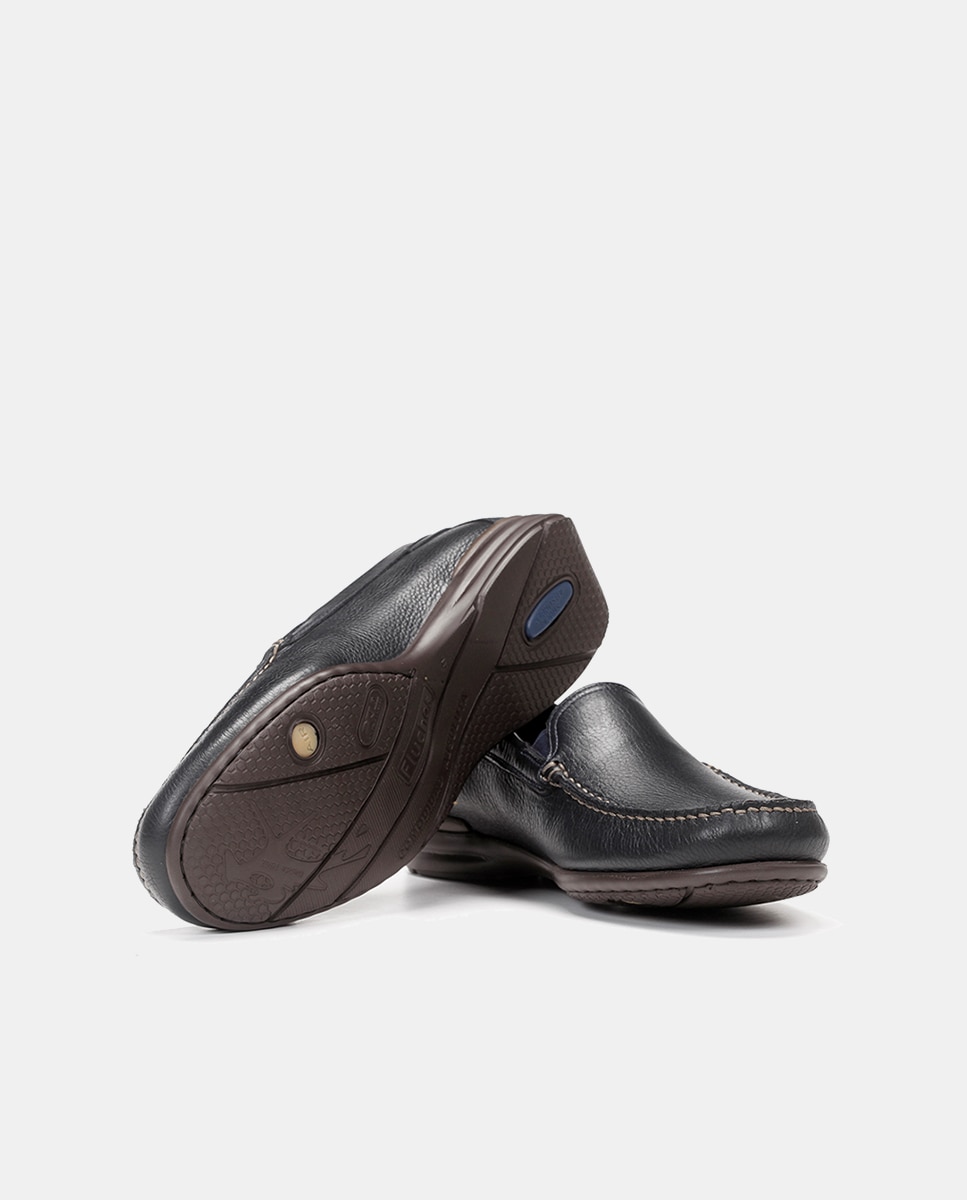 Mocassins em Pele com Sola Ligeira Azul-marinho-3