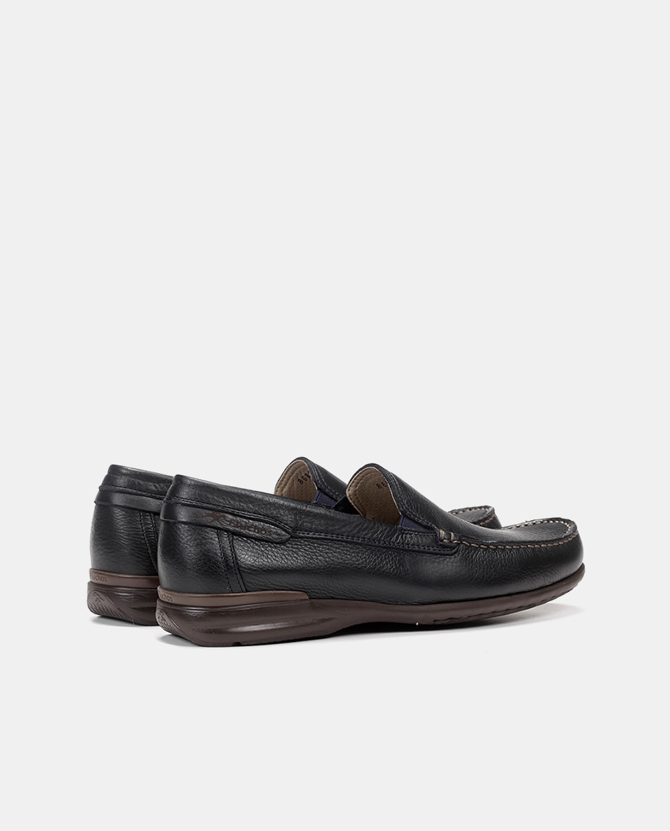 Mocassins em Pele com Sola Ligeira Azul-marinho-4