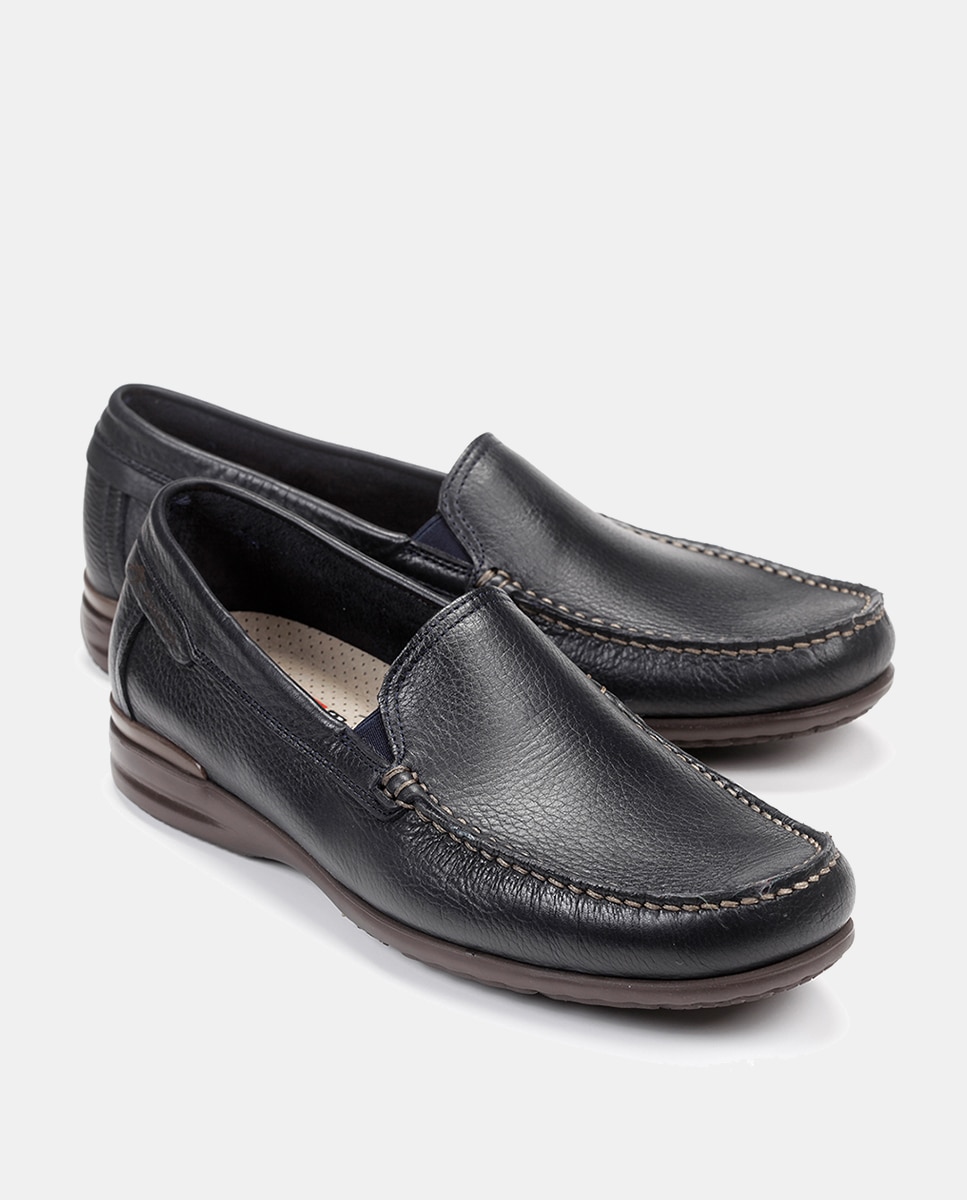 Mocassins em Pele com Sola Ligeira Azul-marinho-6