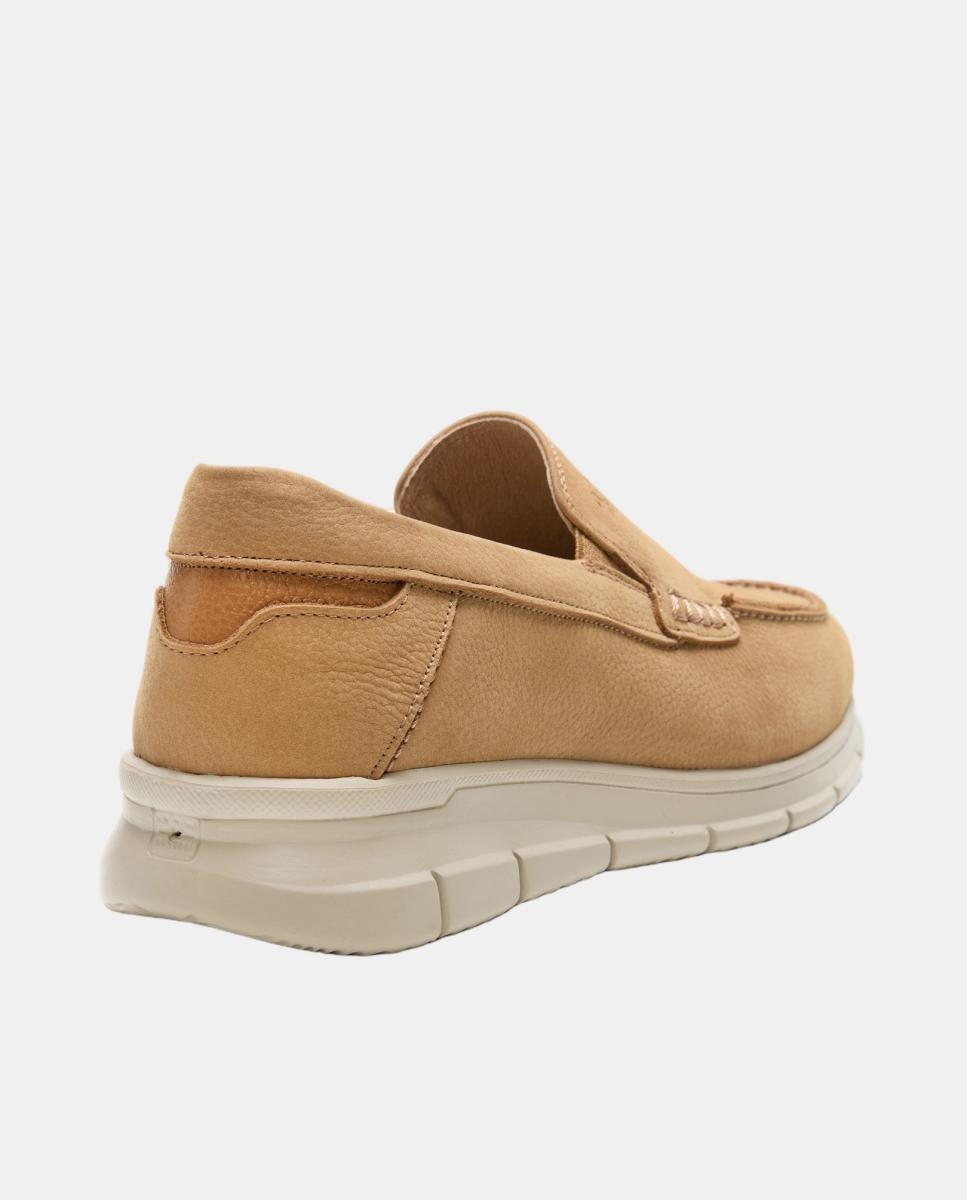 Mocassins em Nobuck - Camel Castanho-3