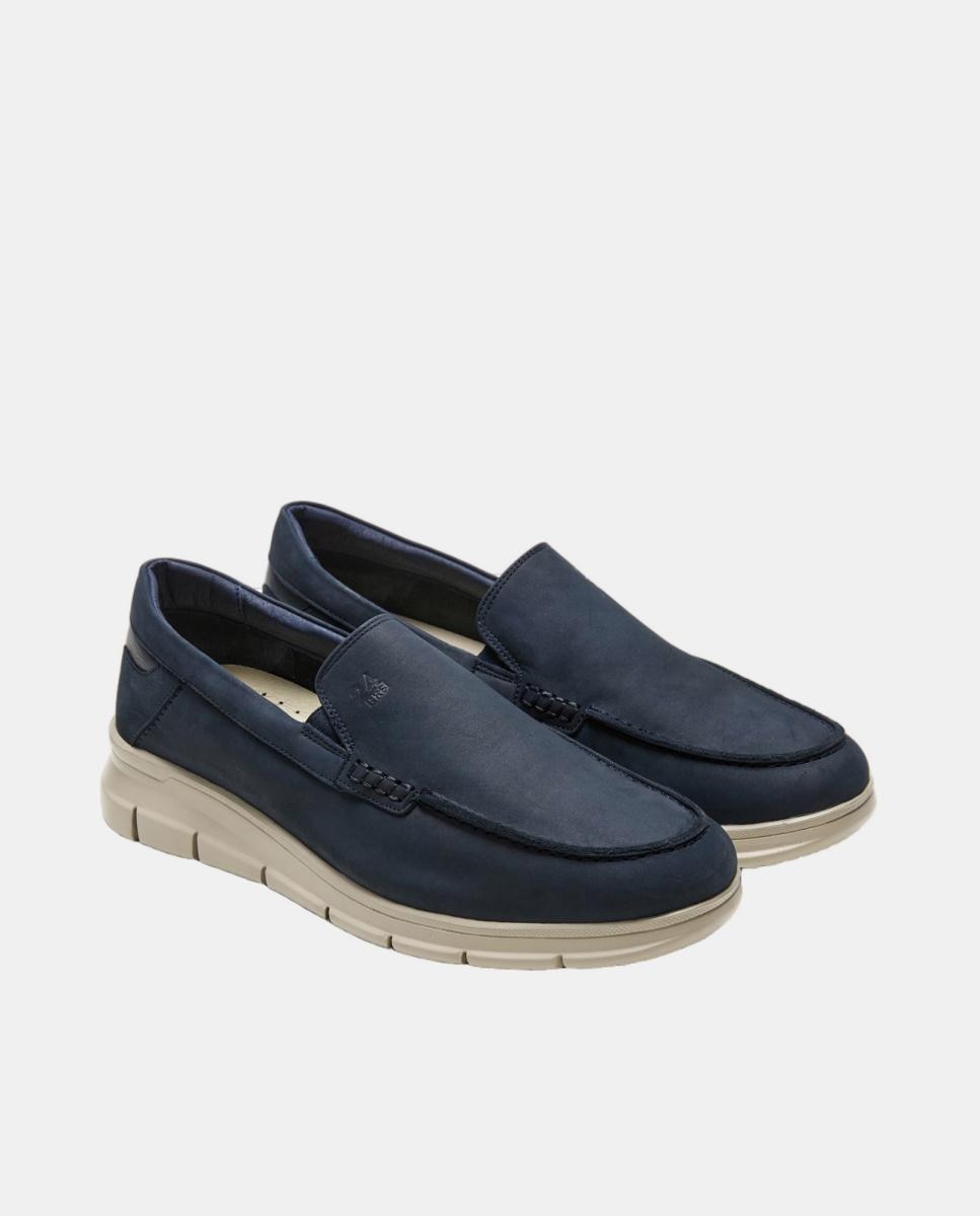 Mocassins em Nobuck - Camel Azul-escuro-2