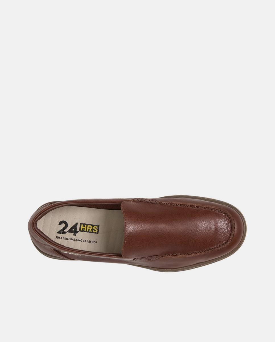 Mocassins Básicos em Pele Castanho-claro-3
