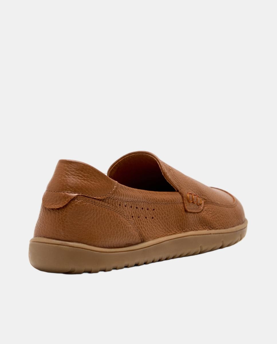 Mocassins Tipo Barefoot em Pele - Azul-Marinho Castanho-claro-2