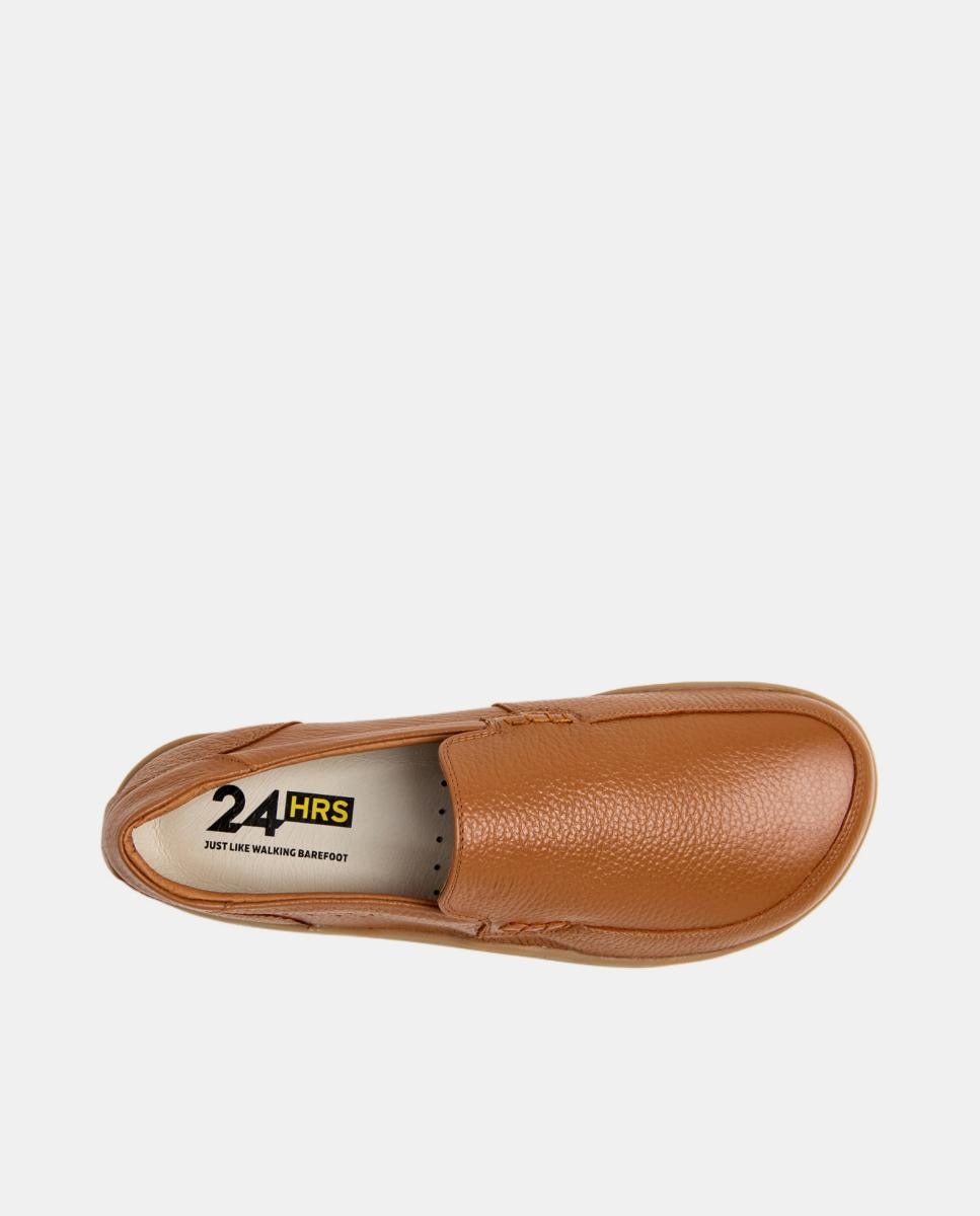 Mocassins Tipo Barefoot em Pele - Azul-Marinho Castanho-claro-4