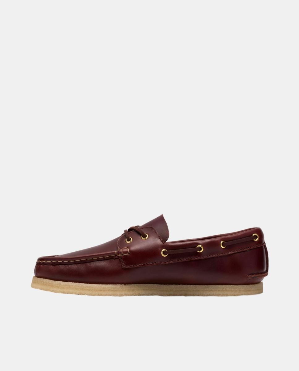 Sapatos Godney Boat em Pele com Sola de Borracha Castanho-escuro-2