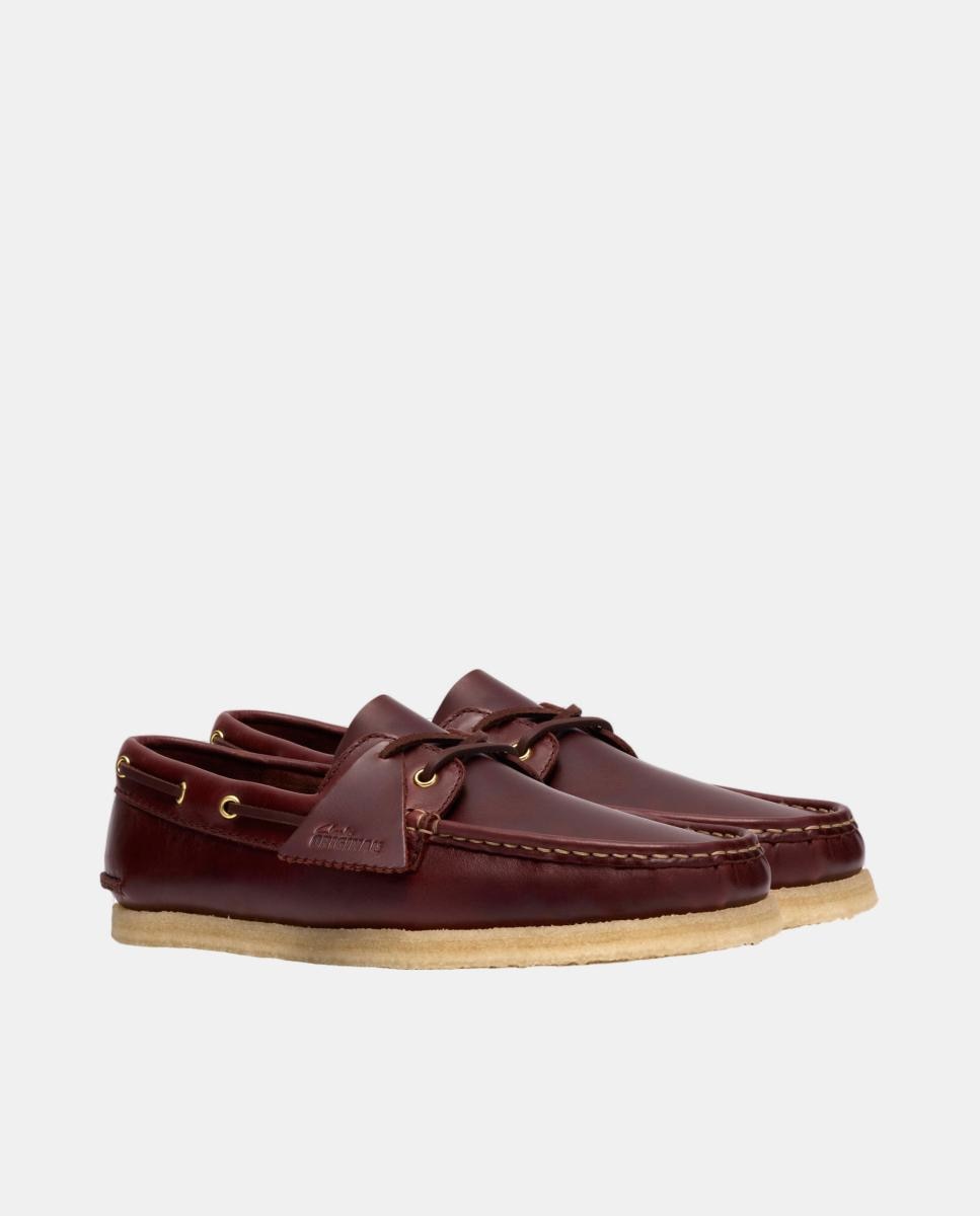 Sapatos Godney Boat em Pele com Sola de Borracha Castanho-escuro-3