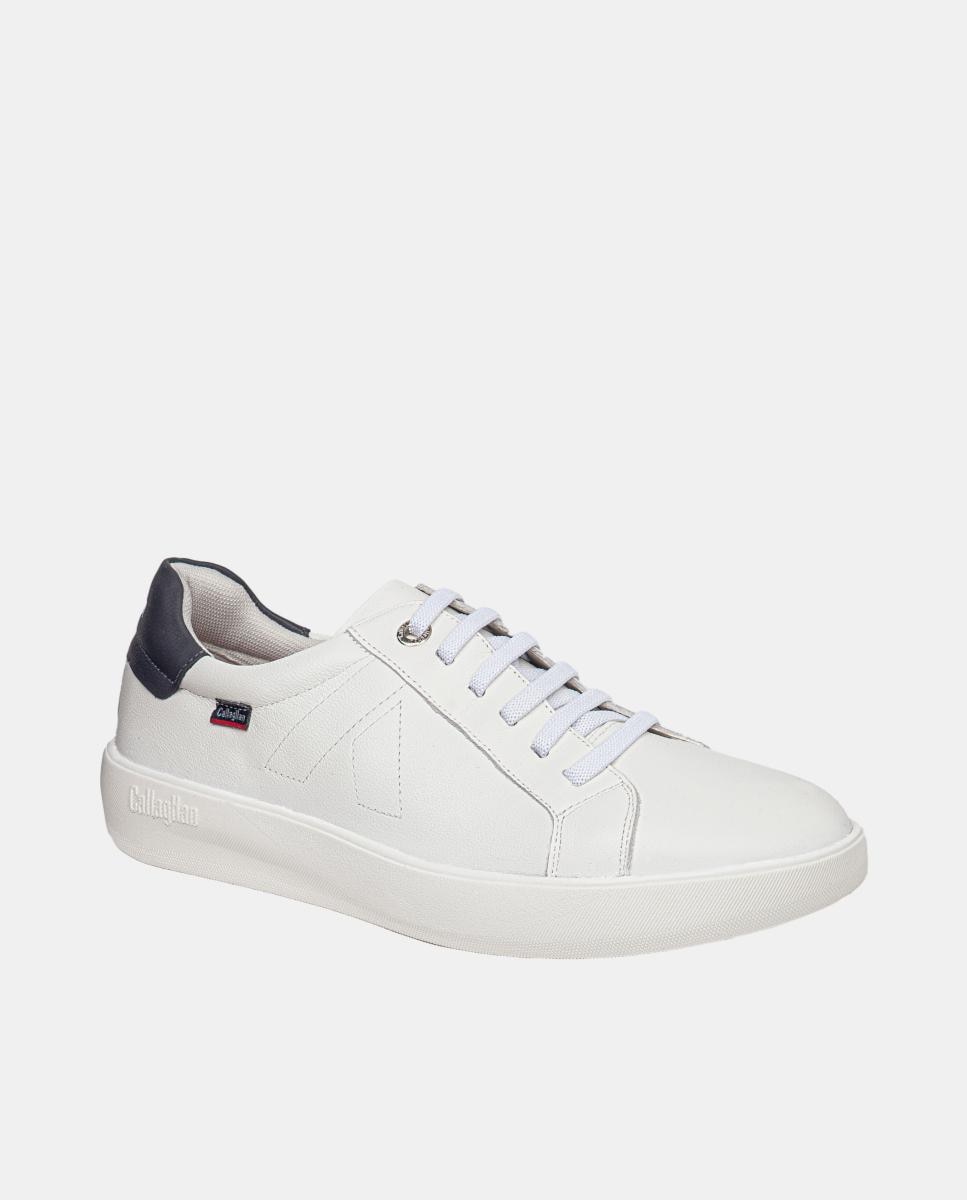 Deportivo de cordones de hombre de piel - Callaghan - Blanco Blanco-2