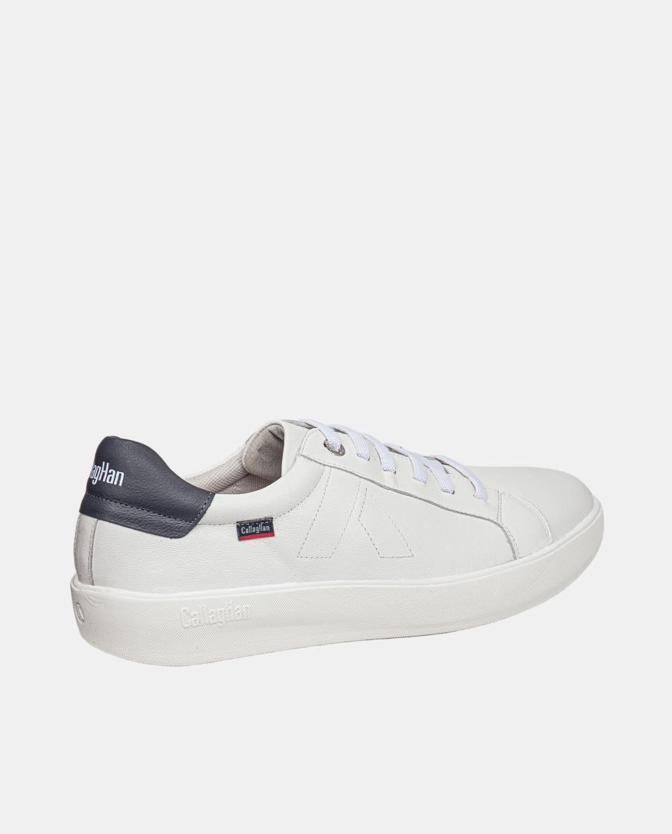 Deportivo de cordones de hombre de piel - Callaghan - Blanco Blanco-3