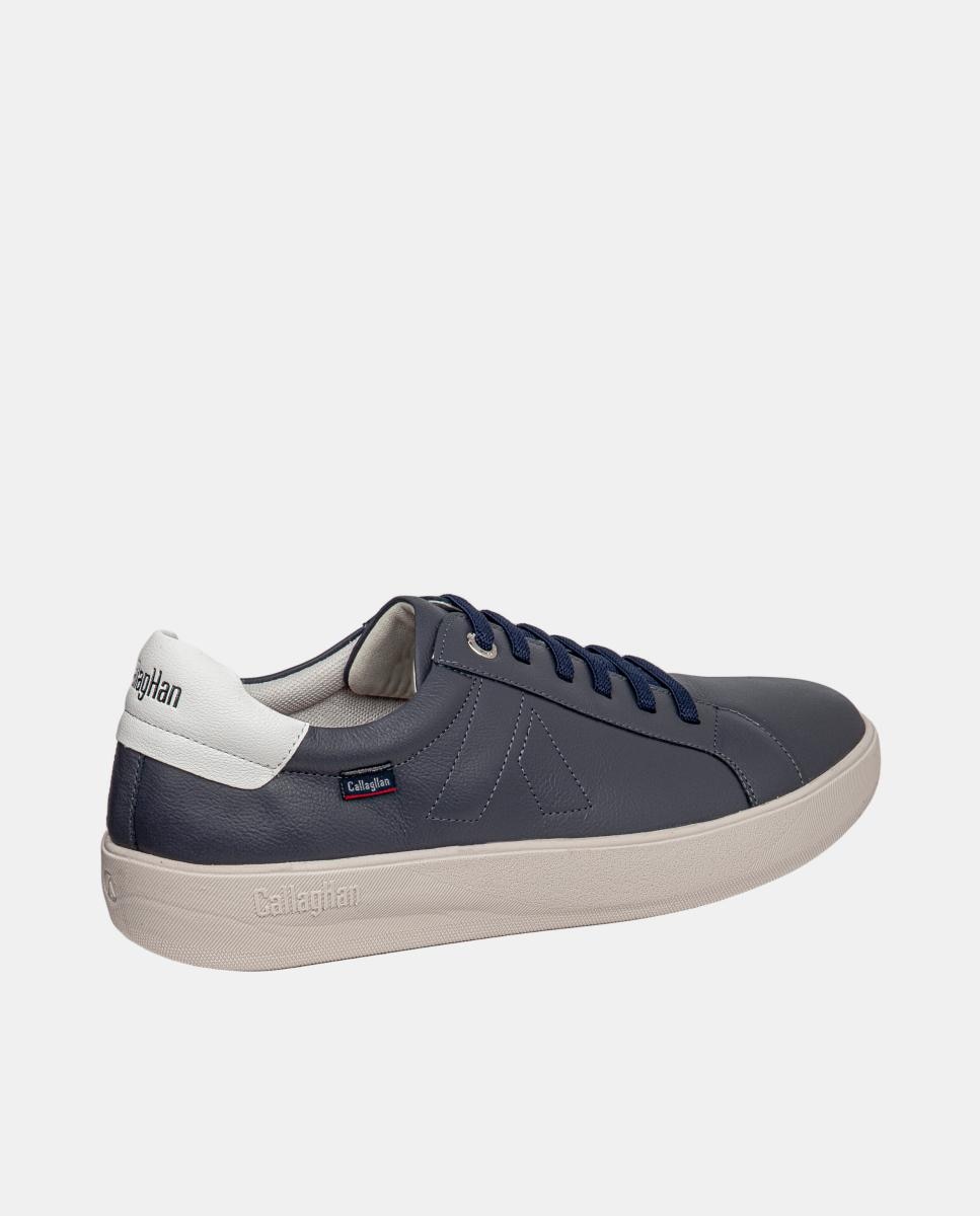 Sapatilhas de Atacadores em Pele Azul-marinho-3