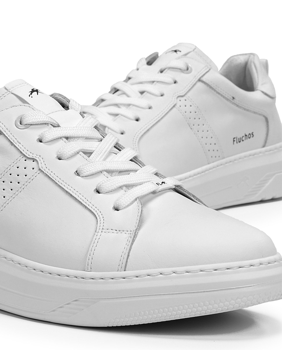 Sapatos em Pele com Atacadores Branco-7
