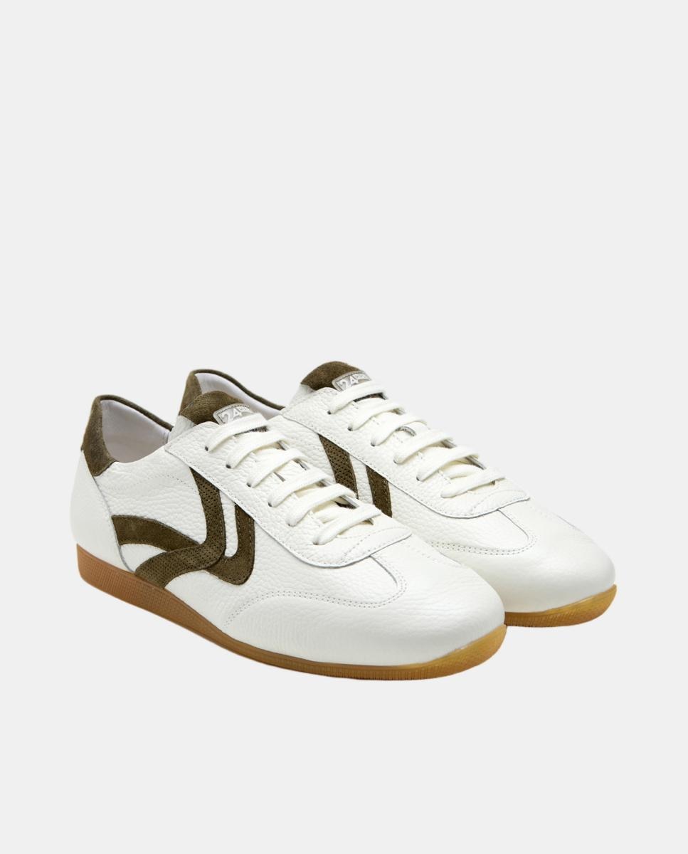 Sapatilhas de Atacadores em Pele - Branco Branco-3