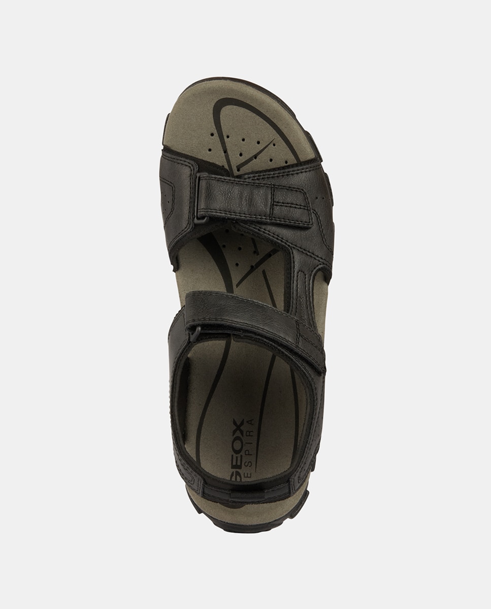 Sandálias Abertas Strada com Fecho Aderente e em Têxtil Preto-3