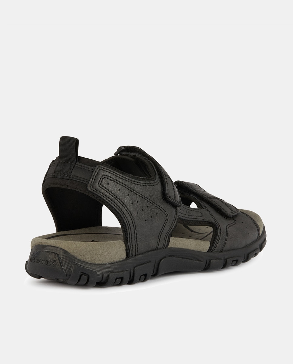 Sandálias Abertas Strada com Fecho Aderente e em Têxtil Preto-4