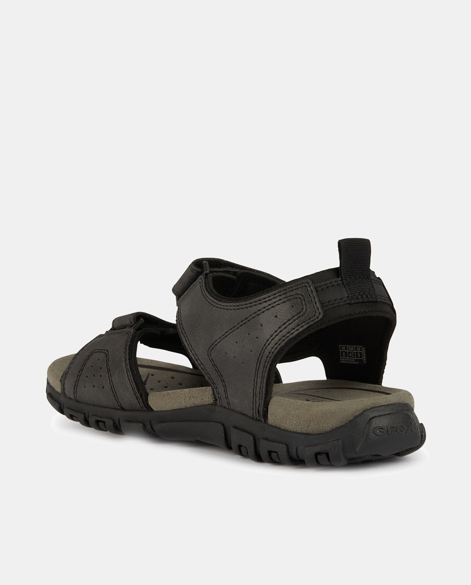 Sandálias Abertas Strada com Fecho Aderente e em Têxtil Preto-5