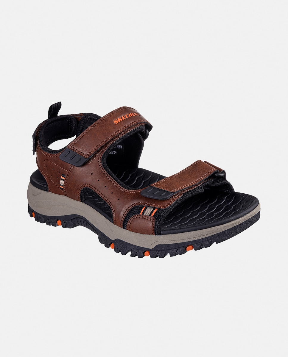 Sandálias com Ajuste de Velcro Triplo Castanho-2