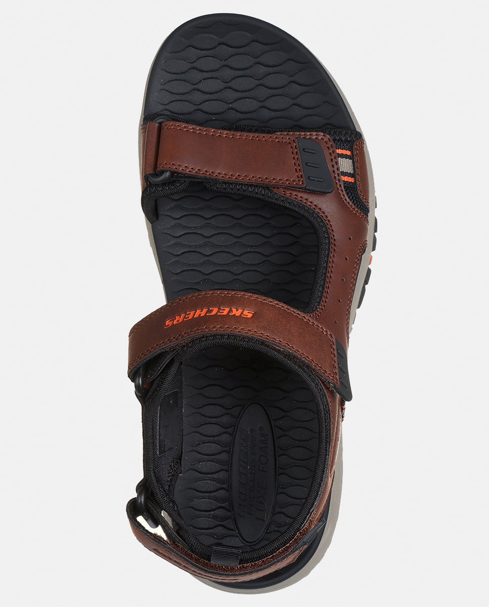 Sandálias com Ajuste de Velcro Triplo Castanho-3