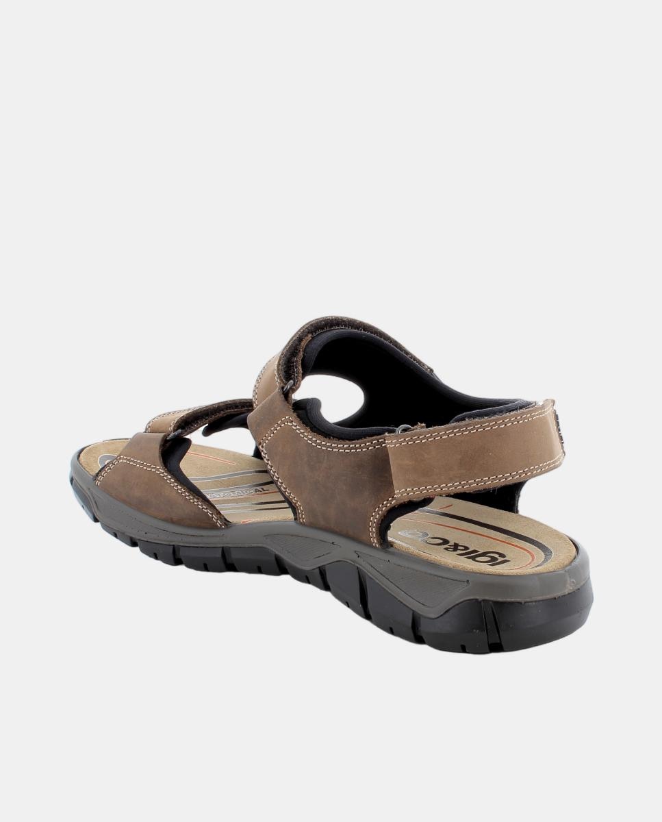 Sandálias em Pele com Fecho de Velcro Triplo - Castanho-Claro Castanho-claro-3