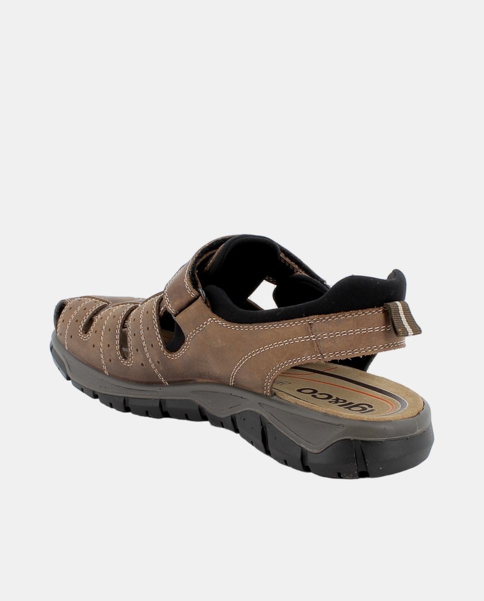 Sandálias em Pele com Fecho de Velcro - Castanho-Claro Castanho-claro-3