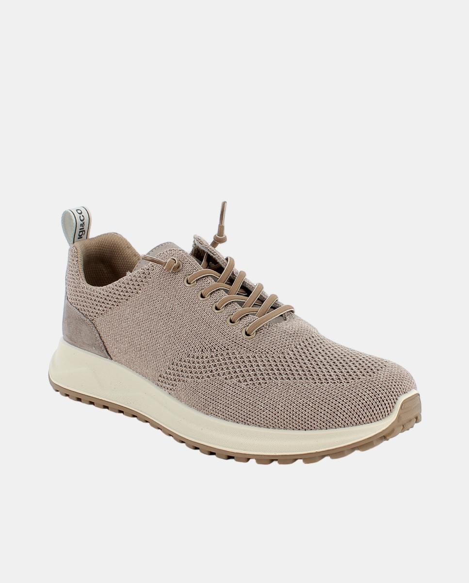 Sapatilhas em Tecido Flyknit com Fecho de Cordão Elástico e Palmilha Amovível em Pele - Bege Natural-2