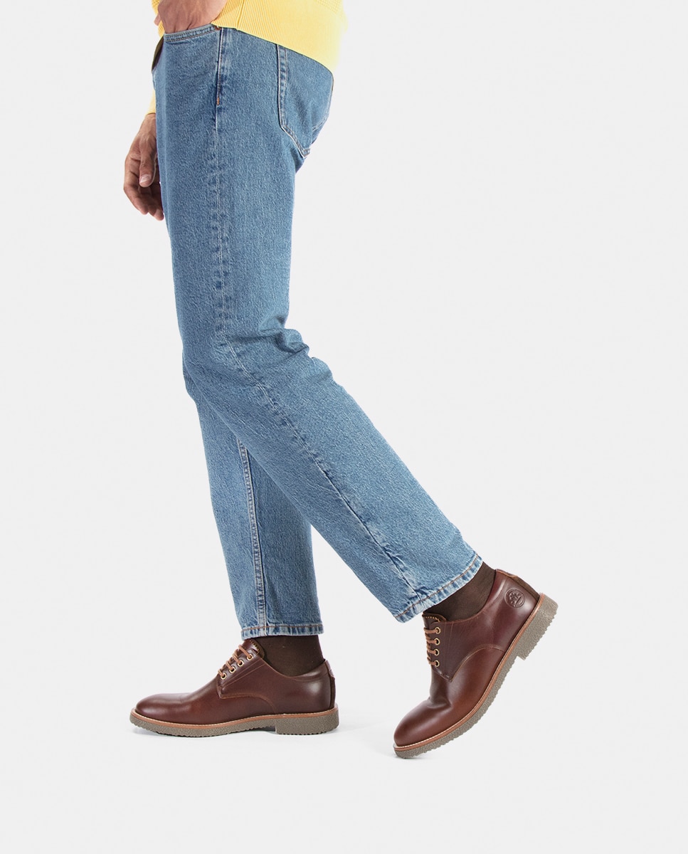 Sapatos de Atacadores em Pele com Forro em Pele Couro-7