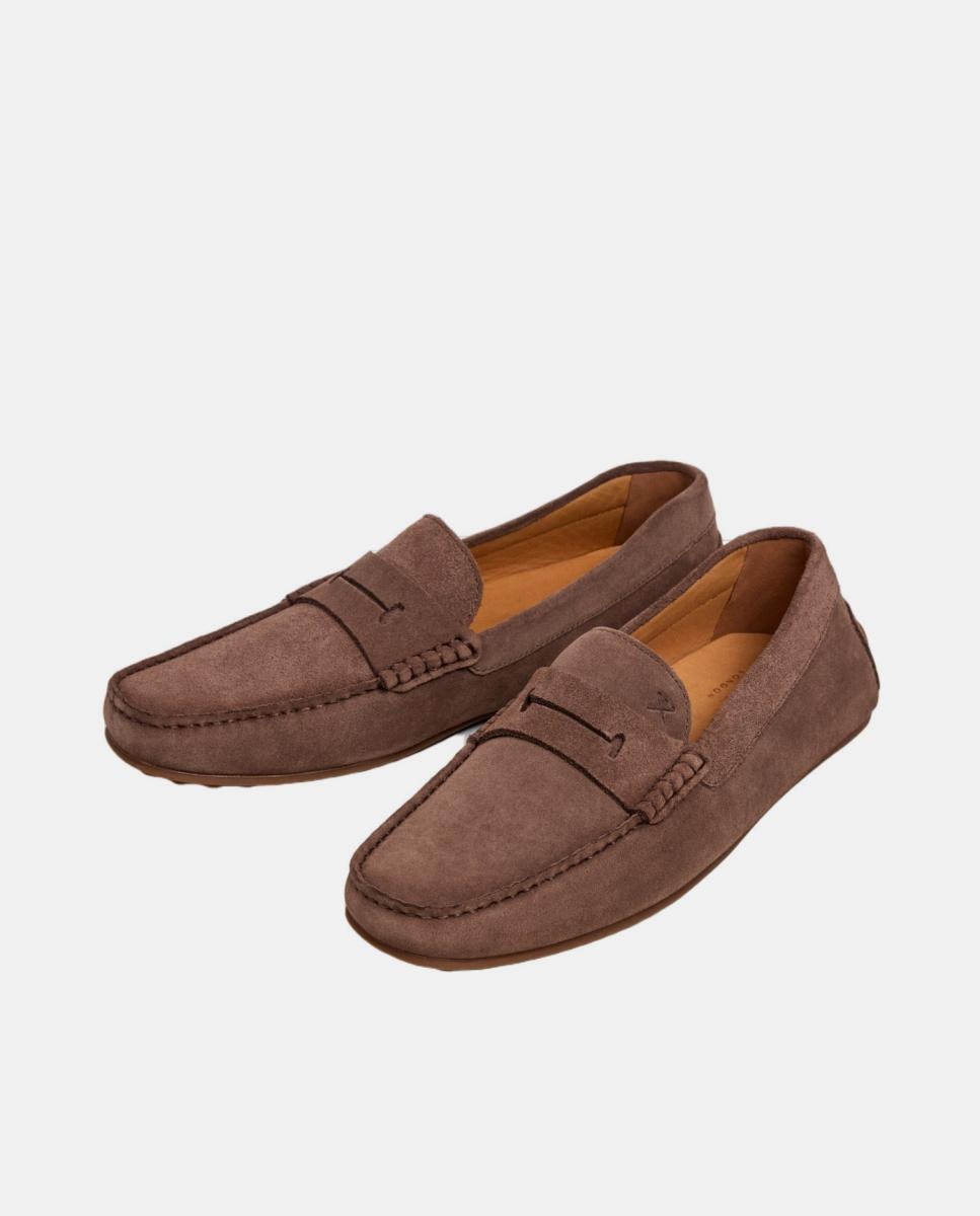 Mocassins de Camurça com Travessão Natural-3