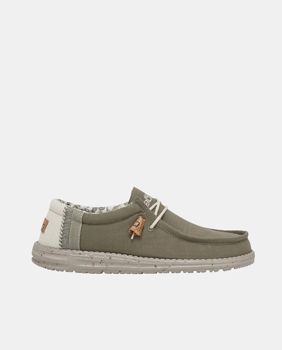 Sapatos de Atacadores Wally Linen com Sola Ultralight e em Lona Taupe-1