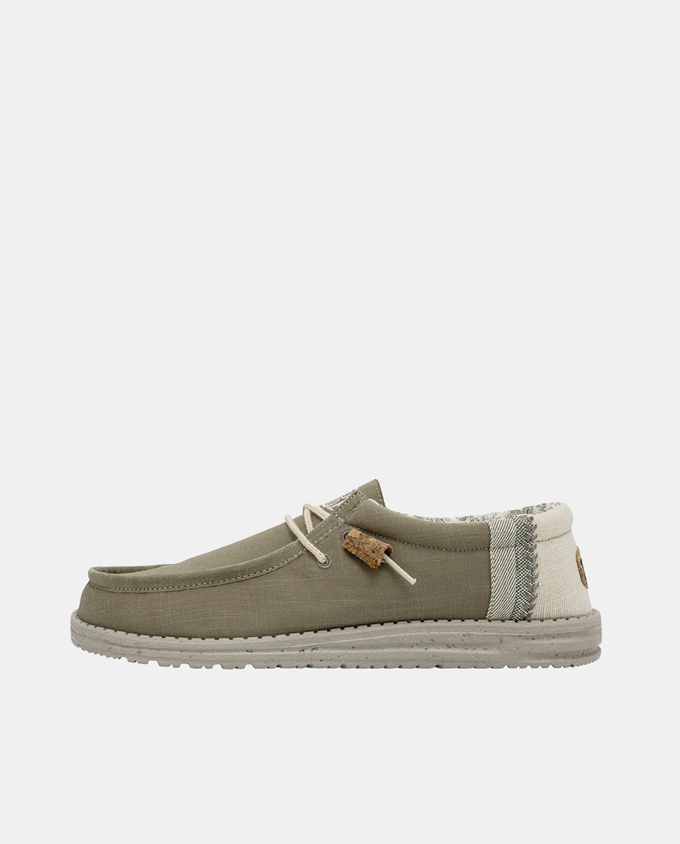 Sapatos de Atacadores Wally Linen com Sola Ultralight e em Lona Taupe-2