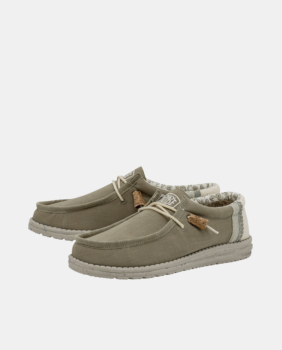 Sapatos de Atacadores Wally Linen com Sola Ultralight e em Lona Taupe-3