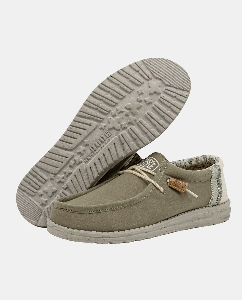 Sapatos de Atacadores Wally Linen com Sola Ultralight e em Lona Taupe-4