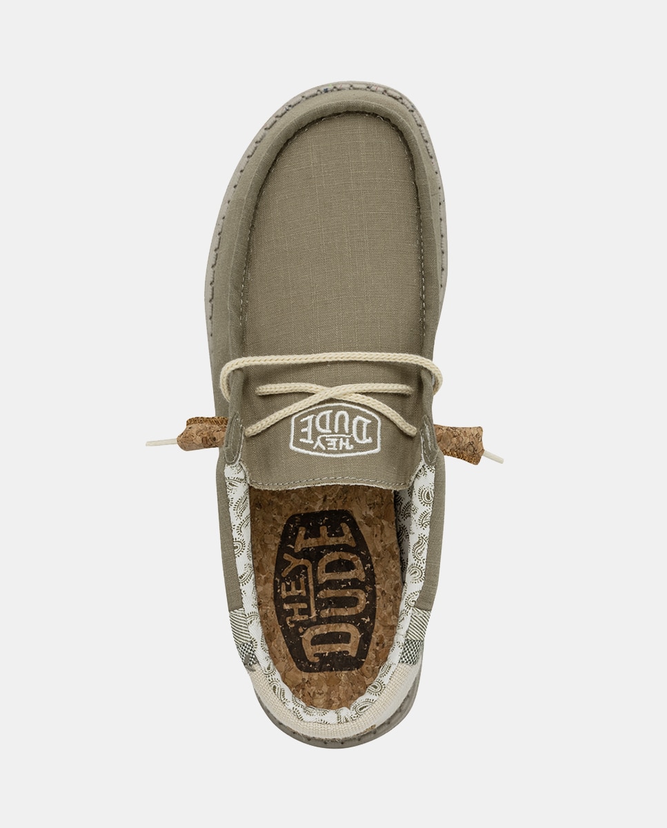 Sapatos de Atacadores Wally Linen com Sola Ultralight e em Lona Taupe-7