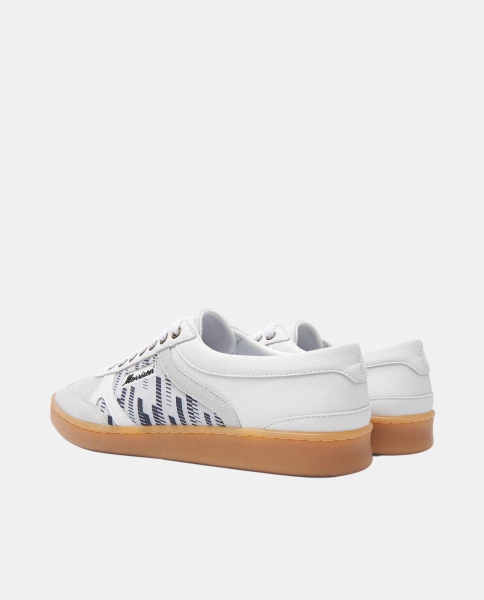 Sapatilhas Nineties de Couro e Detalhes em Croute com Estampados Únicos. Branco-2