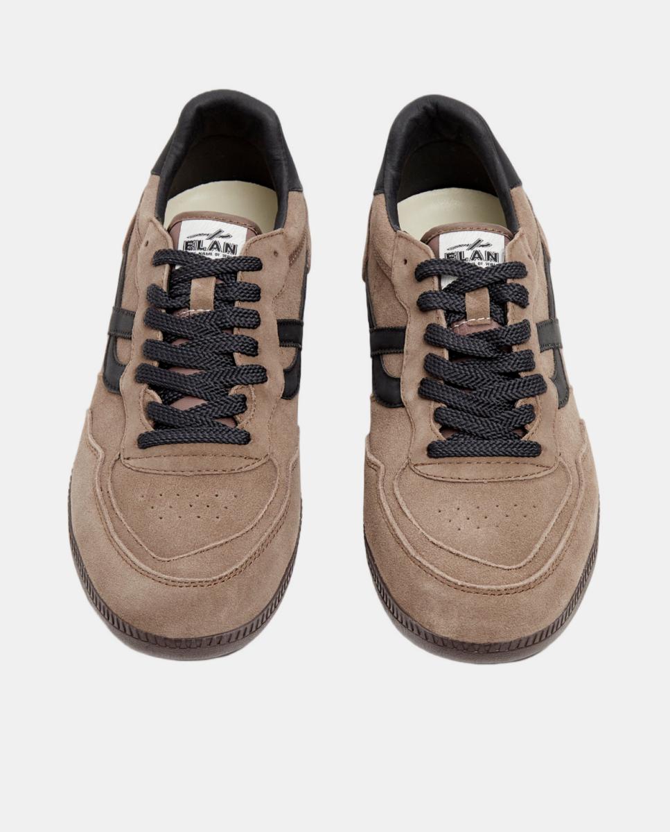 Sapatilhas Casual de Inspiração Futsal em Croute com Sola de Borracha Castanho-2