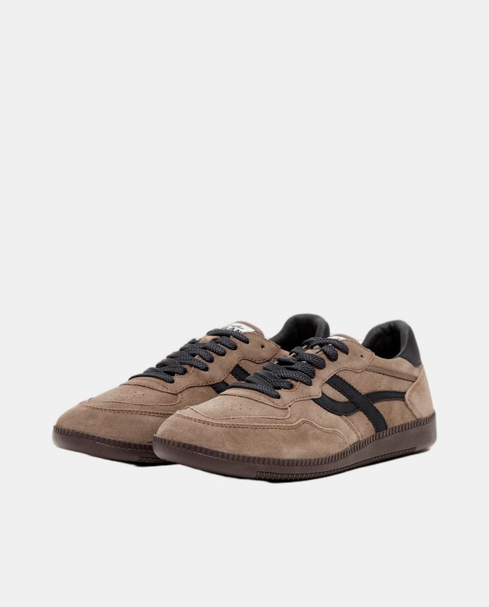 Sapatilhas Casual de Inspiração Futsal em Croute com Sola de Borracha Castanho-3