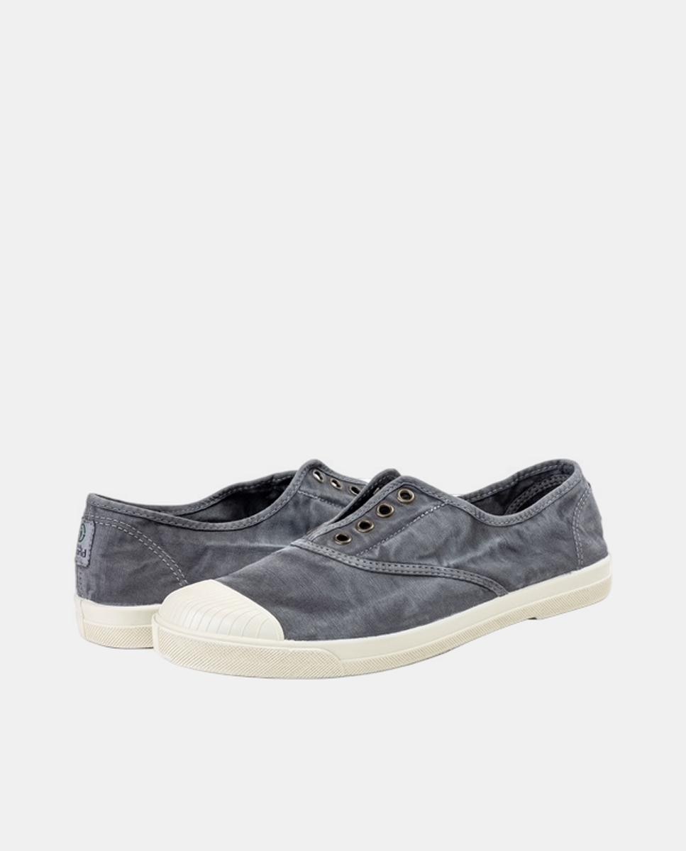 Imagen 3 de Zapatilla inglesa de lona tintada envejecida con elástico - Natural World - Verde militar Gris