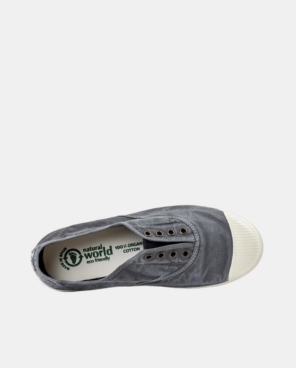 Imagen 5 de Zapatilla inglesa de lona tintada envejecida con elástico - Natural World - Verde militar Gris