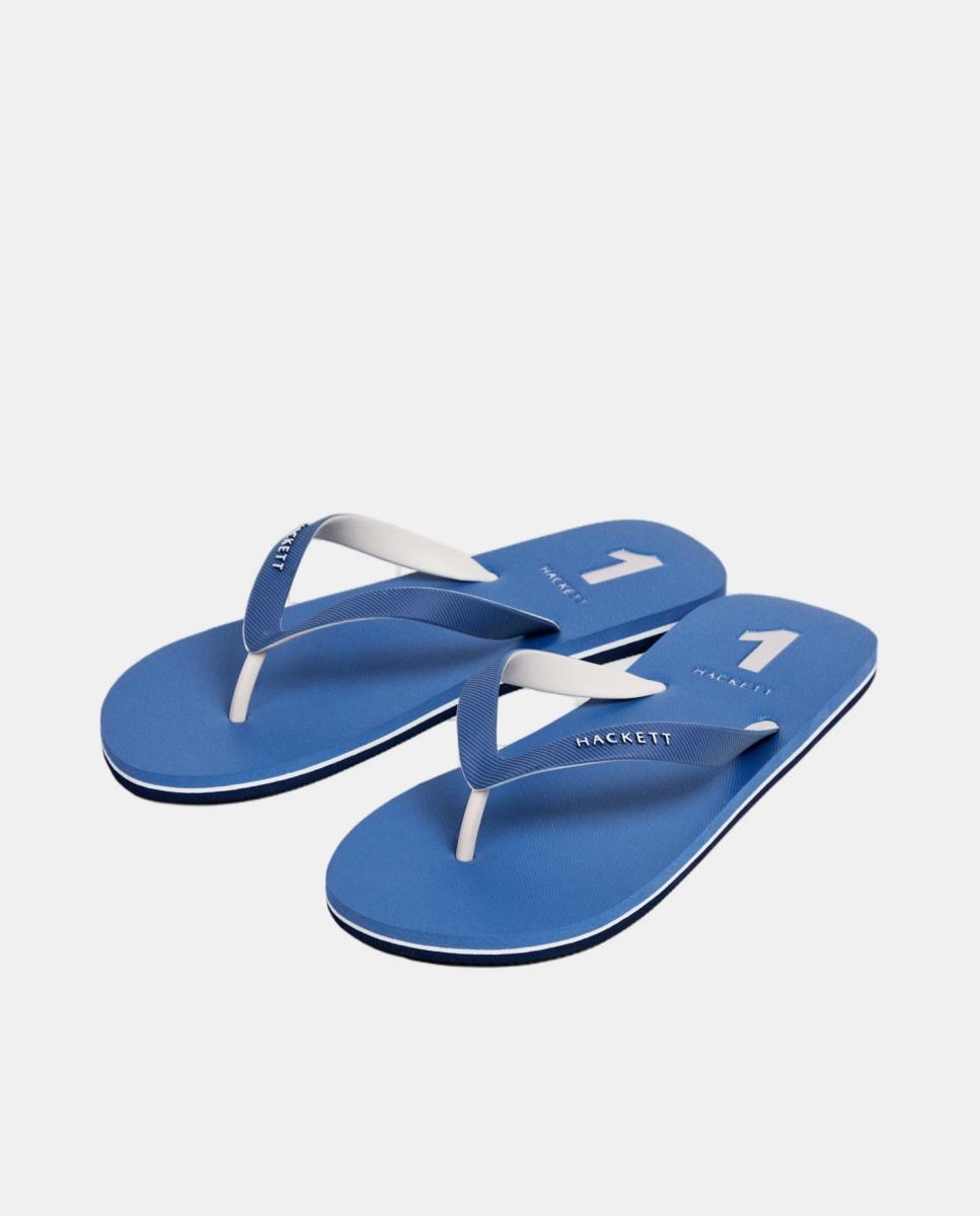 Chinelos Tipo Flip Flop com Logótipo na Tira Azul-3