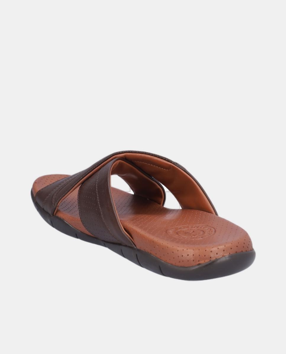 Sandálias em Pele com Pala de Tiras Castanho-escuro-5