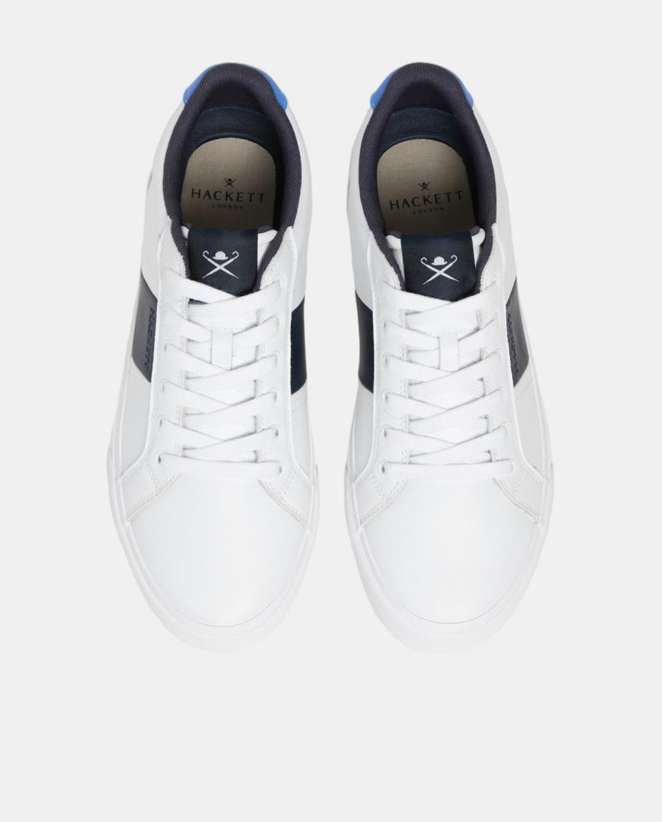 Zapatillas deportivas de hombre Blake Handle de cuero con cordones. - Hackett - Blanco Blanco-2