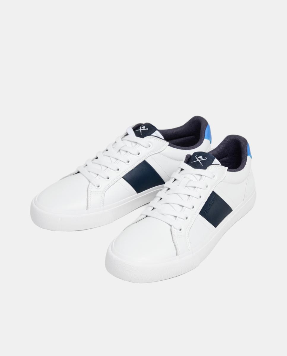 Zapatillas deportivas de hombre Blake Handle de cuero con cordones. - Hackett - Blanco Blanco-3