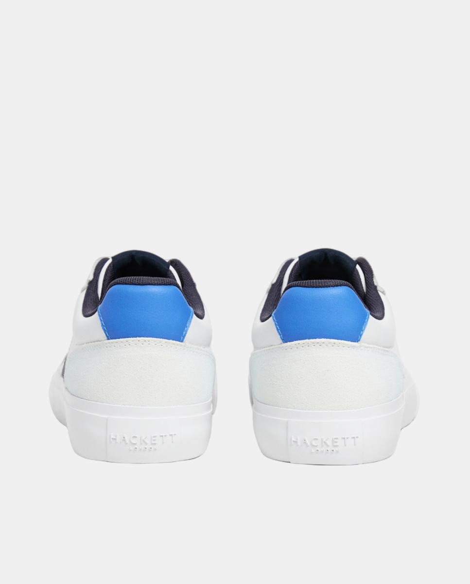 Zapatillas deportivas de hombre Blake Handle de cuero con cordones. - Hackett - Blanco Blanco-4
