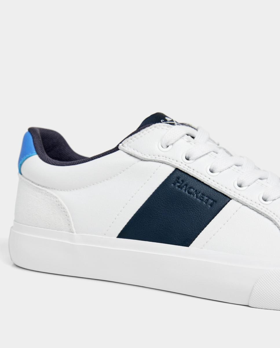 Zapatillas deportivas de hombre Blake Handle de cuero con cordones. - Hackett - Blanco Blanco-5