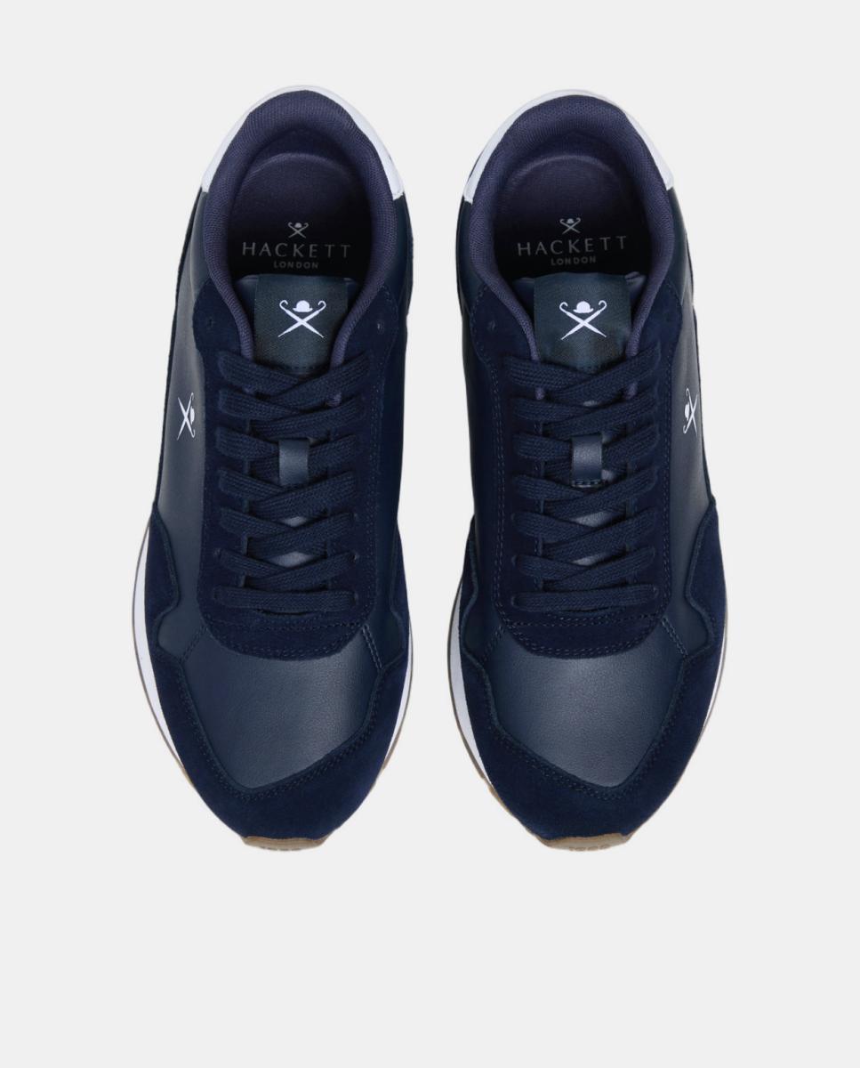 Zapatilla deportiva de hombre de running de piel y ante - Hackett - Azul marino Azul marino-2
