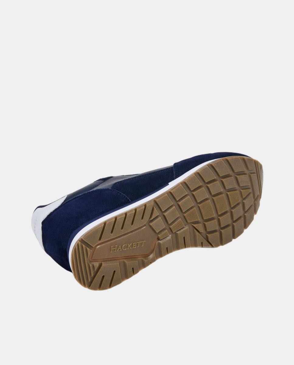Zapatilla deportiva de hombre de running de piel y ante - Hackett - Azul marino Azul marino-6