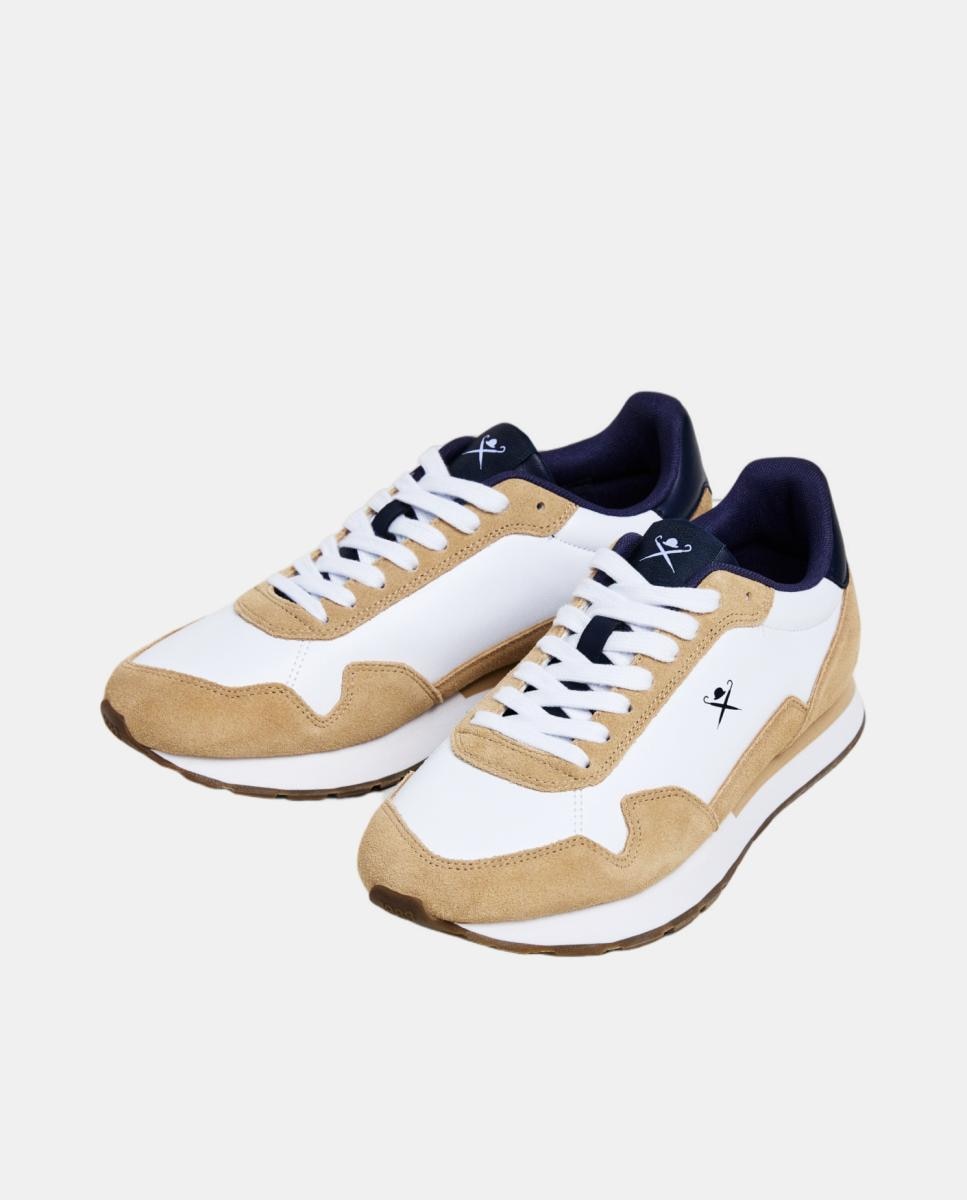 Sapatilhas Desportivas de Running em Pele e Camurça Natural-3