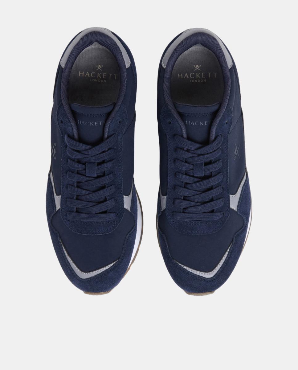 Zapatilla deportiva de hombre de running de piel y ante - Hackett - Azul marino Azul marino-2