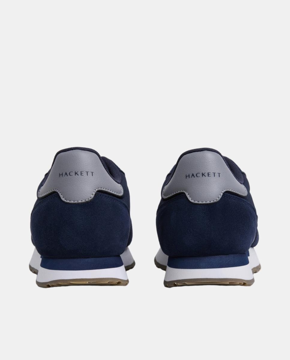 Zapatilla deportiva de hombre de running de piel y ante - Hackett - Azul marino Azul marino-4