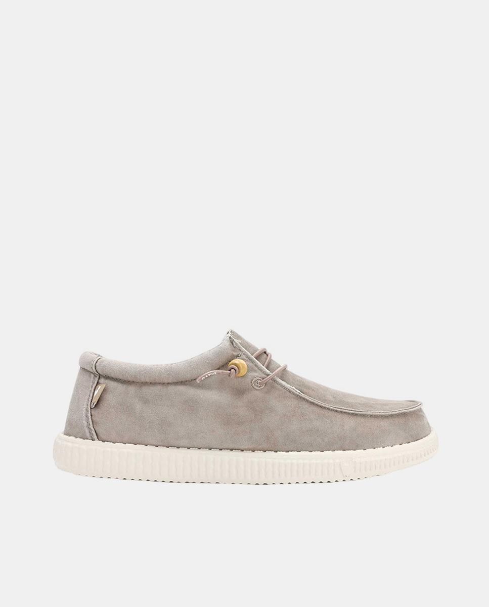 Sapatilhas Tipo Wallabee com Atacadores Elásticos Bege-4
