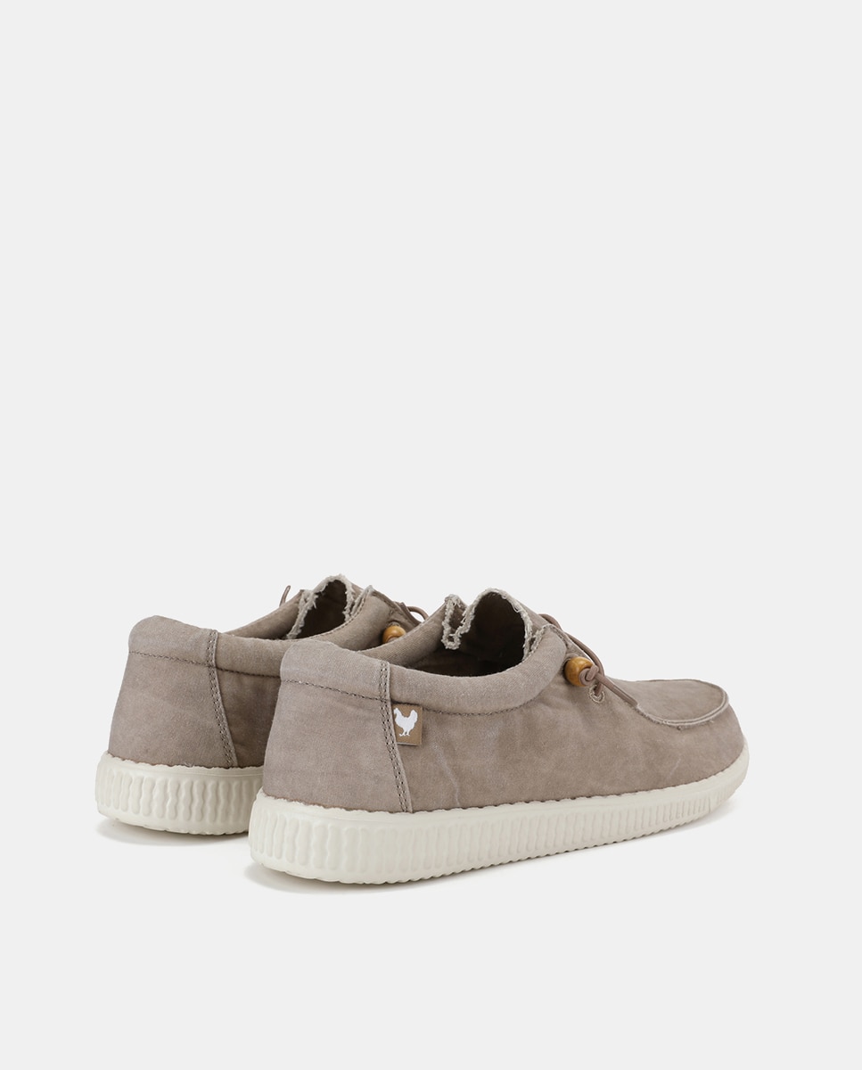 Sapatilhas Tipo Wallabee com Atacadores Elásticos Bege-7