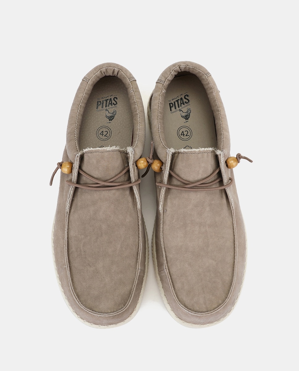 Sapatilhas Tipo Wallabee com Atacadores Elásticos Bege-8