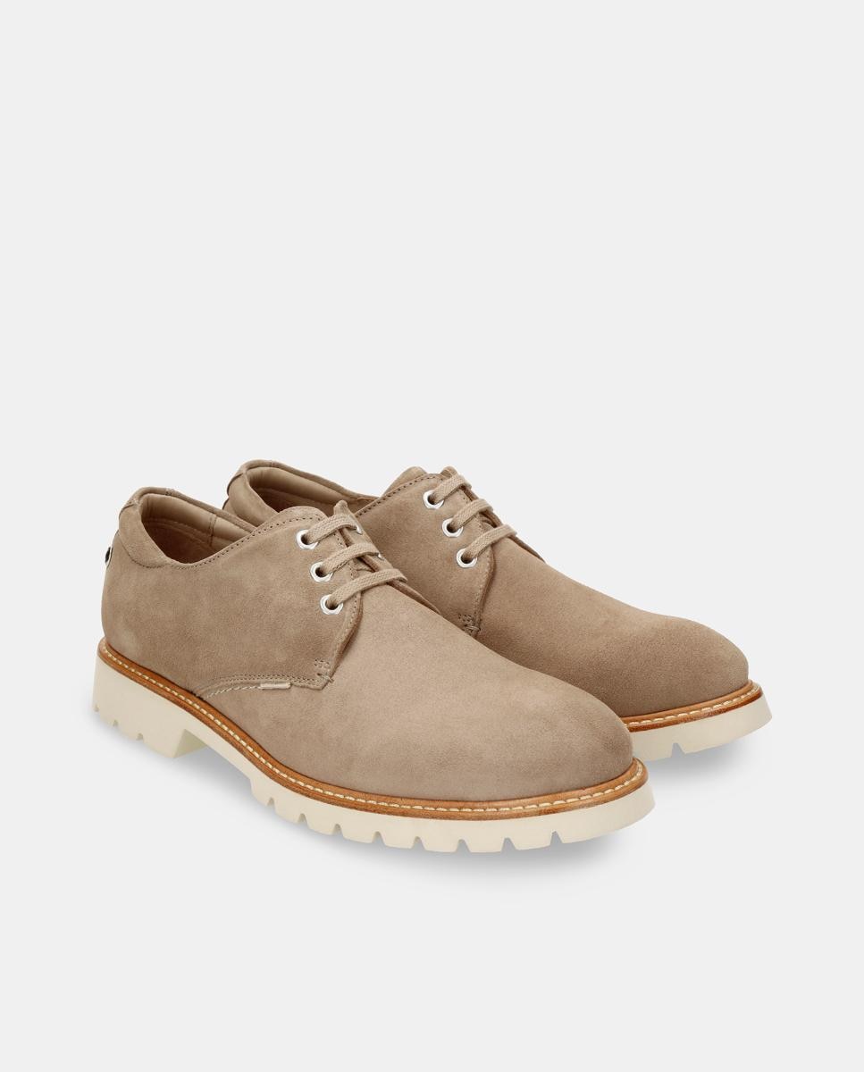 Sapatos de Atacadores em Velour com Forro de Pele Bege-2